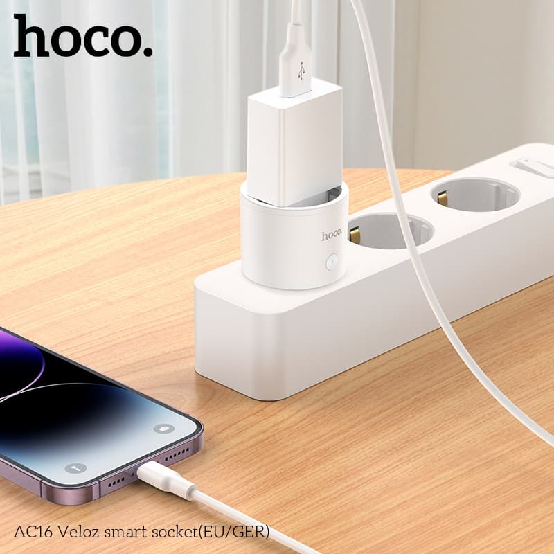 Умная розетка Hoco AC16 Wi-Fi адаптер питания белый