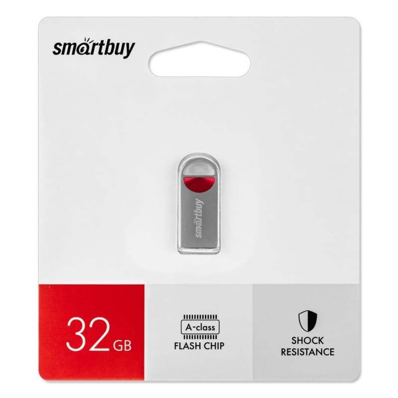 Изображение Флеш-накопитель Smartbuy MC8 Metal серебро с красным 32Gb