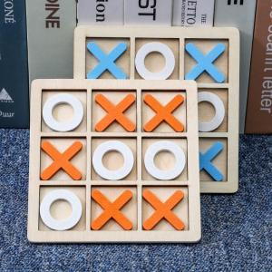 Крестики нолики настольная игра белые оранжевые/красные/розовые, дерево