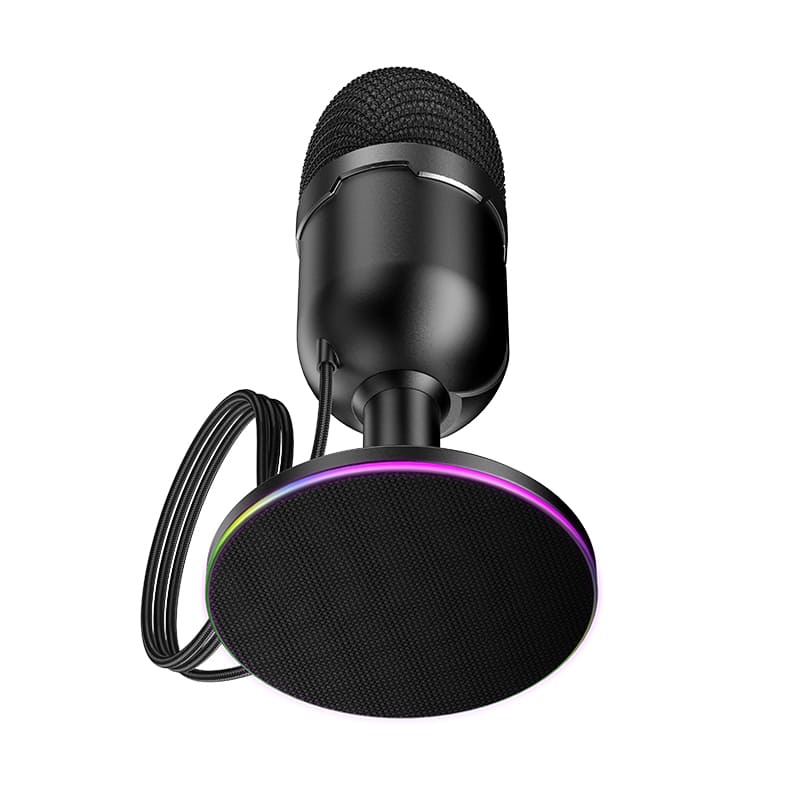 Микрофон компьютерный настольный Игровой стрим HOCO L25 USB 2.0/3.0 RGB подсветка кабель 1.6 м черный