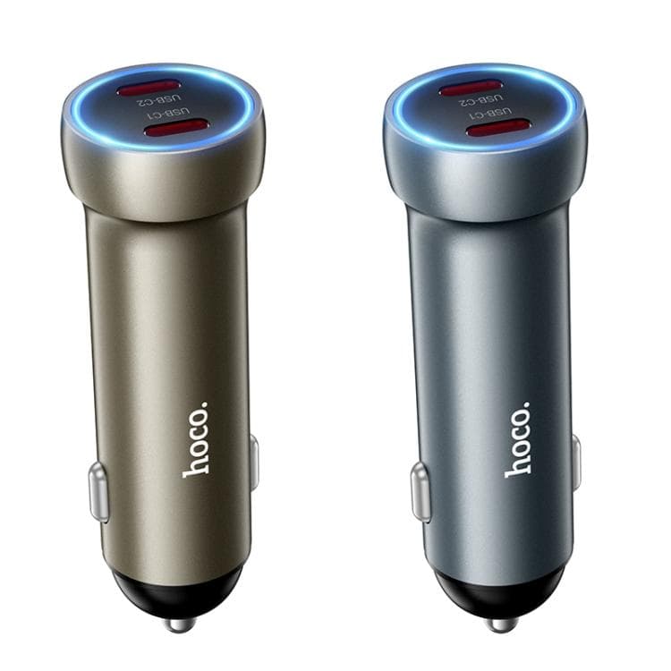 фото Автомобильное зарядное устройство HOCO Z54B PD 60W 2 Type-C USB-C серый металл