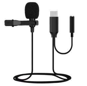 Микрофон петличный MIC-2 для Type-C/Jack 3.5 1м черный