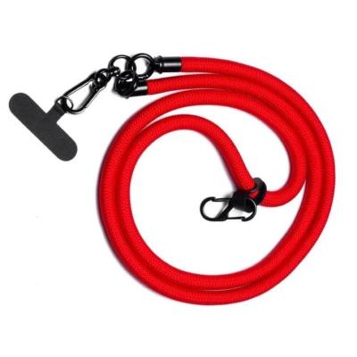 Шнурок держатель для телефона на шею с карабином 120см красный