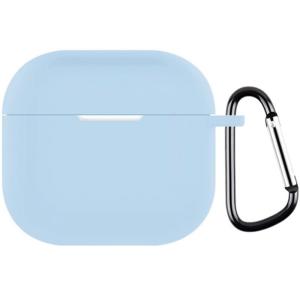 Чехол для наушников 1/2 с карабином силикон голубой