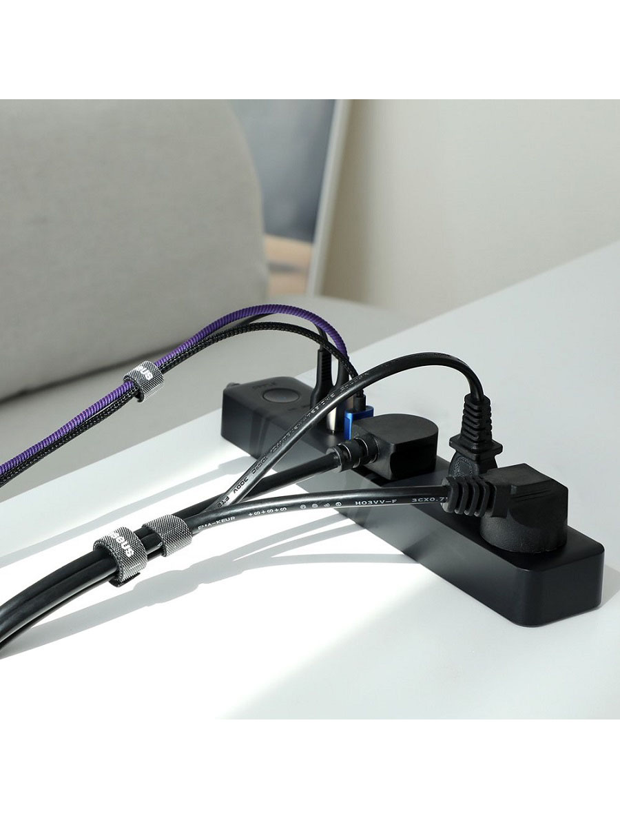 фото Органайзер лента-стяжка для проводов на липучке 1м Baseus ACMGT-E01 черный