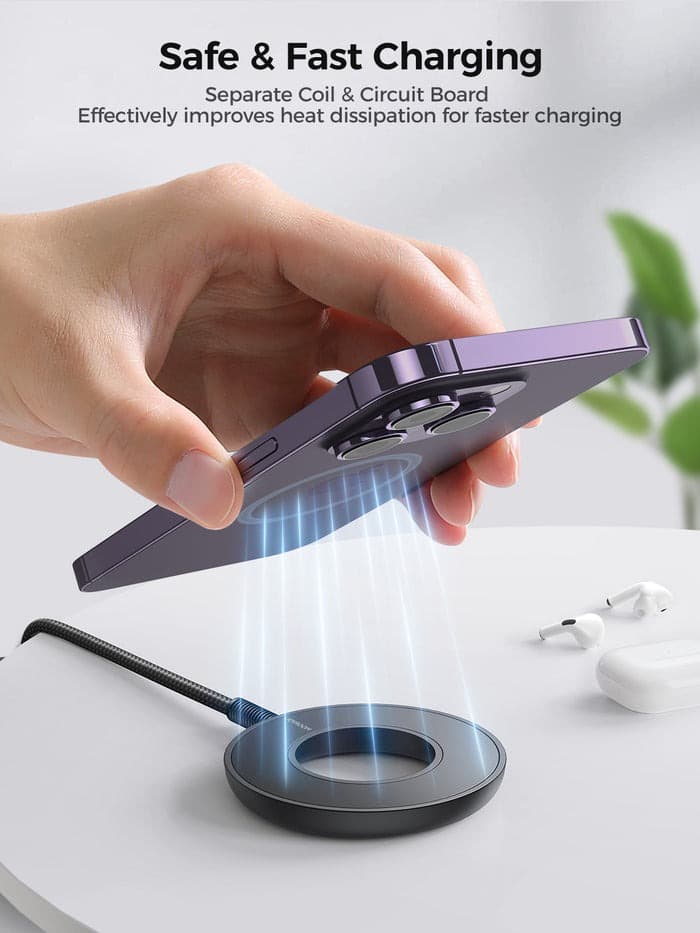 фото Беспроводное зарядное устройство магнитное MagSafe Joyroom JR-WQM03 15W в USB-A/USB-C Type-C черное