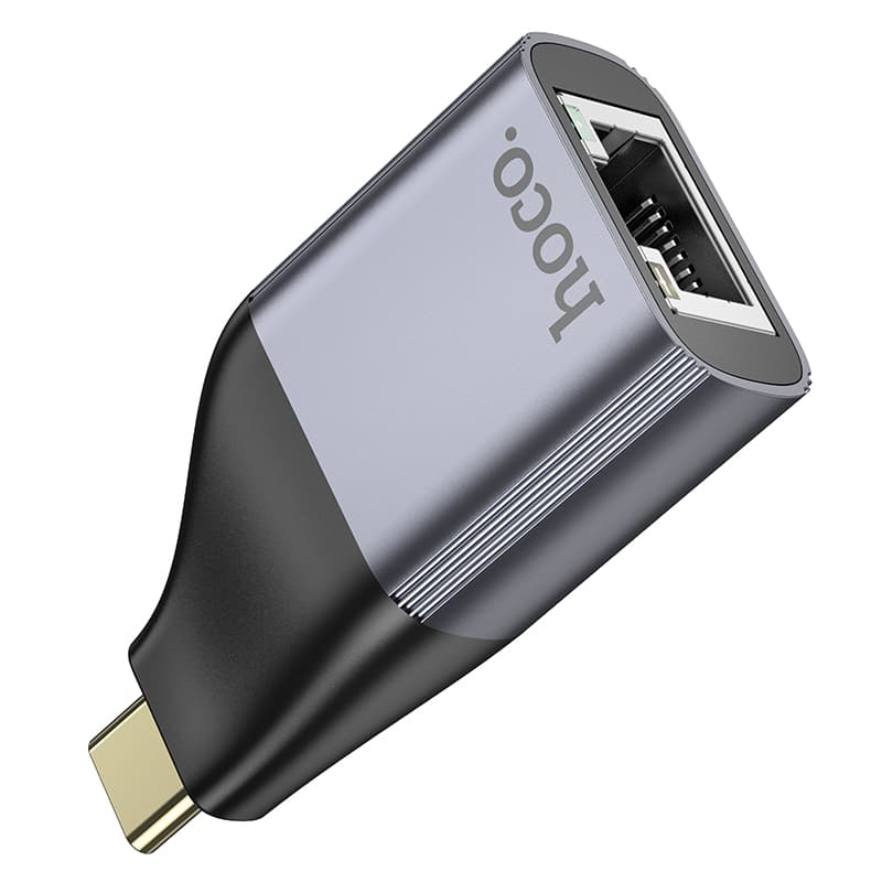 Адаптер переходник сетевая карта с Type-C USB на RJ45 Ethernet интернет 100Mbit Hoco UA35 серый металл Адаптер переходник сетевая карта с Type-C USB на RJ45 Ethernet интернет 100Mbit Hoco UA35 серый металл