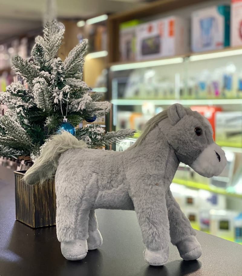 Мягкая игрушка лошадь серая