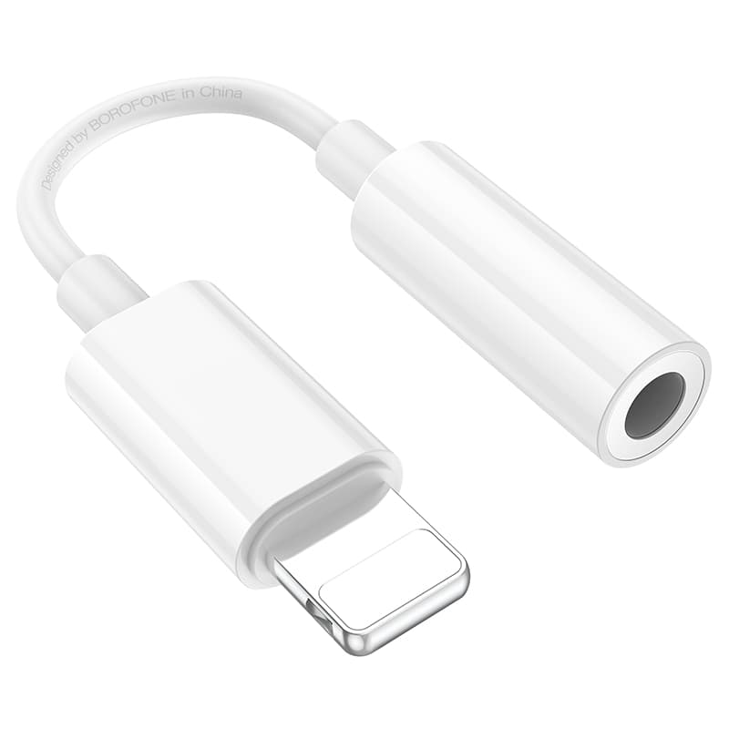 Аудио адаптер переходник для наушников iphone с Lightning на Jack 3.5 Borofone BV21 белый