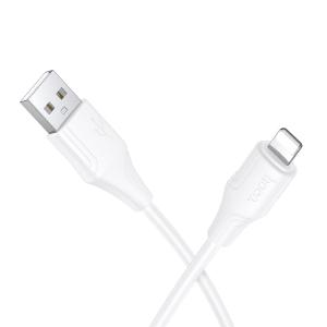 Кабель для зарядки iphone Lightning HOCO X124 2.4A 1m огнестойкий силиконовый белый