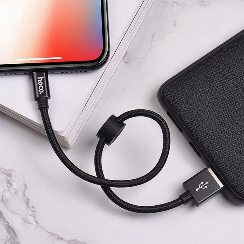 Кабель для зарядки iphone Lightning HOCO X35 25см 2.4А черный