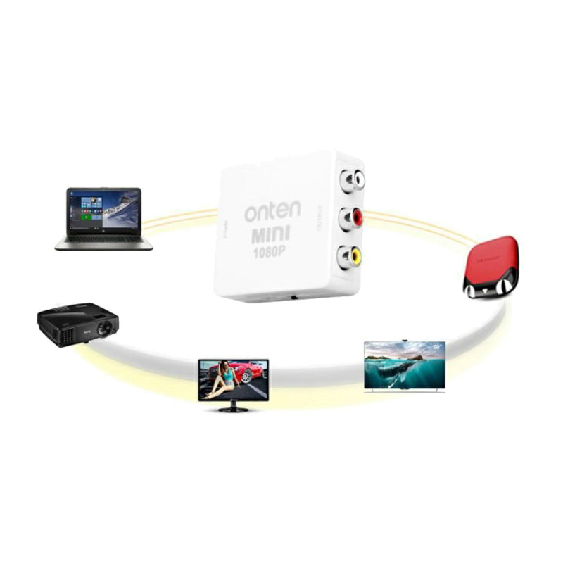 Адаптер переходник конвертер с HDMI на AV 1080P Onten OTN-7336 HDMI-3RCA белый 