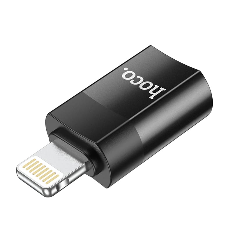 Адаптер переходник OTG с Lightning (M) на Type-C USB 2.0 (F) Hoco UA17 черный