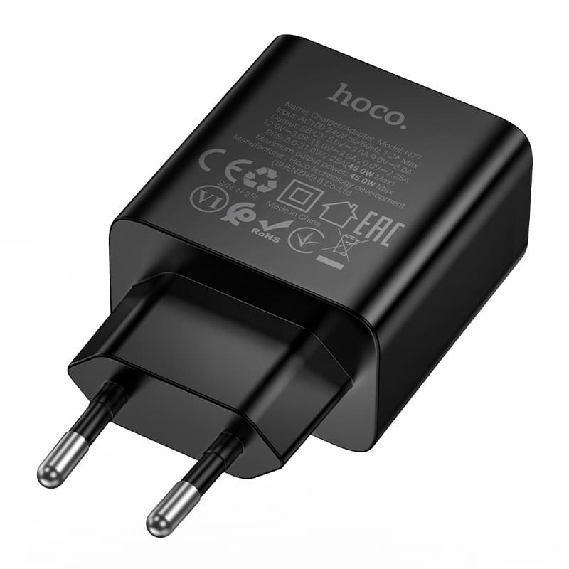 фото Сетевое зарядное устройство Адаптер Блок питания HOCO N77 GaN PD 45W Type-C USB-C черное