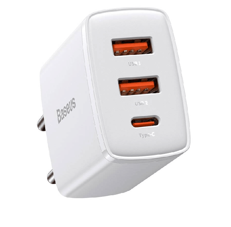 фото Сетевое зарядное устройство Адаптер Блок питания Baseus Compact PD 30W+2QC3.0 / Type-C USB-C+2USB белое CCXJ-E02