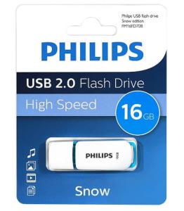 Флеш-накопитель Philips SNOW USB 2.0 пластик белый синяя вставка 16Gb