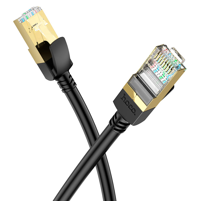 Кабель для интернета Патч-корд UTP Hoco US02 Gigabit RJ45 CAT.6 1м сетевой провод патчкорд черный