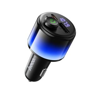 FM трансмиттер bluetooth модулятор HOCO E166 42W USB-A + USB-C PD 30W LED черный
