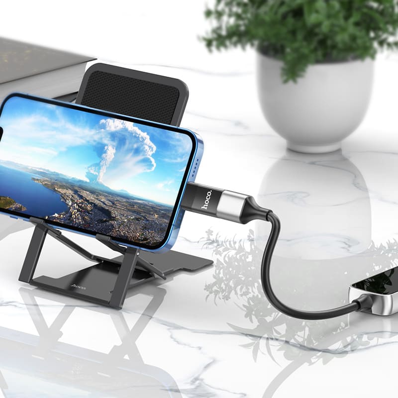 Адаптер переходник OTG с Lightning (M) на USB 2.0 (F) Hoco UA17 черный