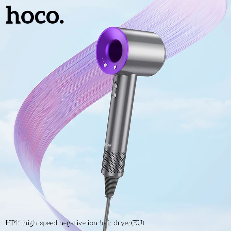 Фен для волос Hoco HP11 с отрицательными ионами фиолетовый