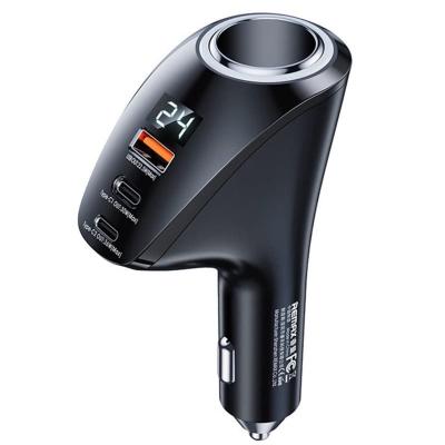 Разветвитель Remax RCC339 LED 88.5W 1 прикуриватель + USB QC3.0 + 2PD USB-C черный с дисплеем