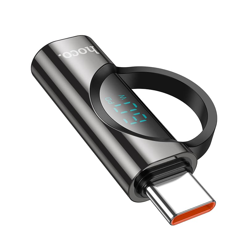Адаптер переходник с дисплеем с Type-C USB на Lightning HOCO UA32A 60W черный