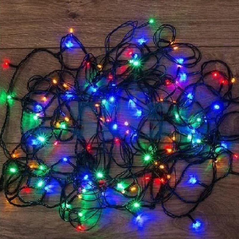 Гирлянда светодиодная 12 м провод черный LED-120 RGB универсальная с контроллером NEON-NIGHT 303-105