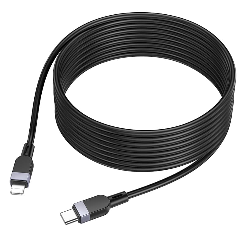 Кабель для зарядки iP Lightning to Type-C HOCO X109 PD 27W 3м силиконовый черный