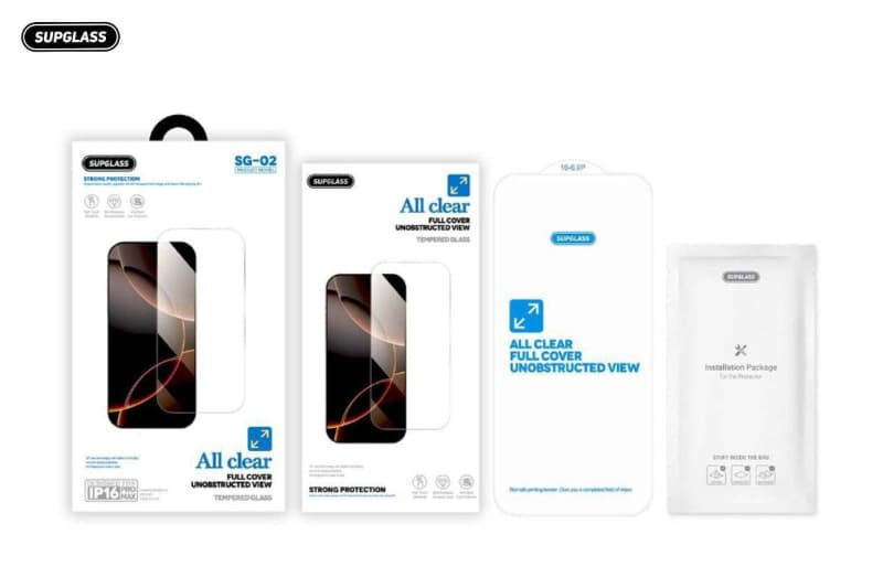 фото Защитное стекло для iphone 16 Pro Max 6.9/17 Pro Max 6.9 SupGlass SG-02 прозрачное полное покрытие