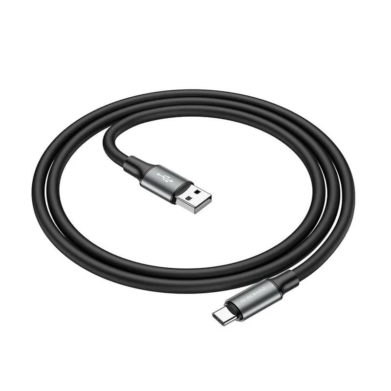 Кабель для зарядки Type-C USB Borofone BX82 3A 1m прочный силиконовый черный Кабель для зарядки Type-C USB Borofone BX82 3A 1m прочный силиконовый черный