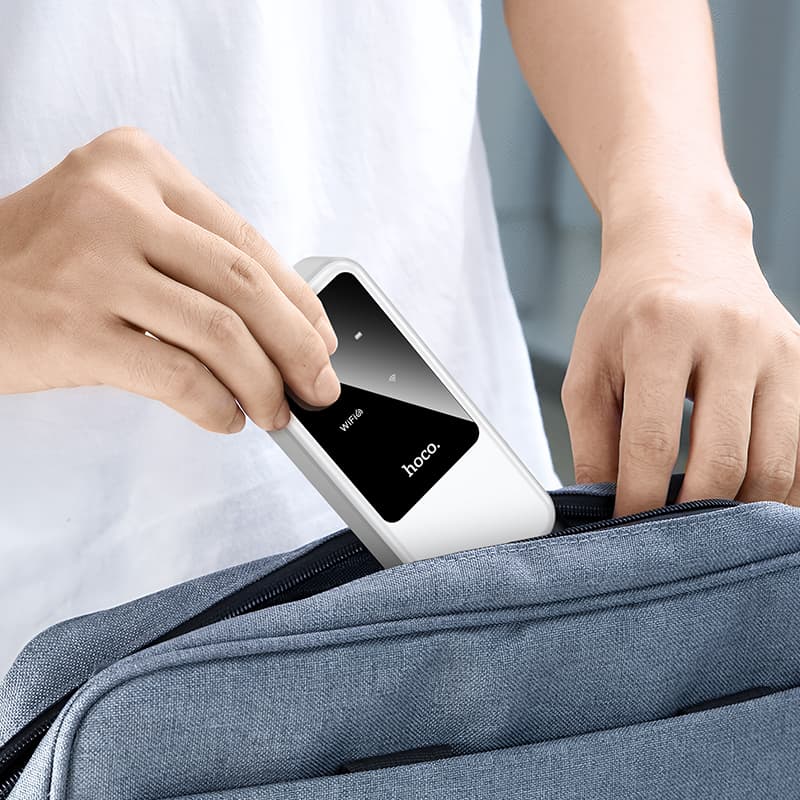 Беспроводной WiFi Роутер карманный Hoco HI42 Wi-Fi6 2.4G 150Мбит/с 2x2000mAh работает с сим картой белый