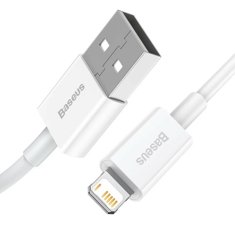 Кабель для зарядки iphone Lightning Baseus Superior CALYS-C02 2.4A 2м белый Кабель для зарядки iphone Lightning Baseus Superior CALYS-C02 2.4A 2м белый