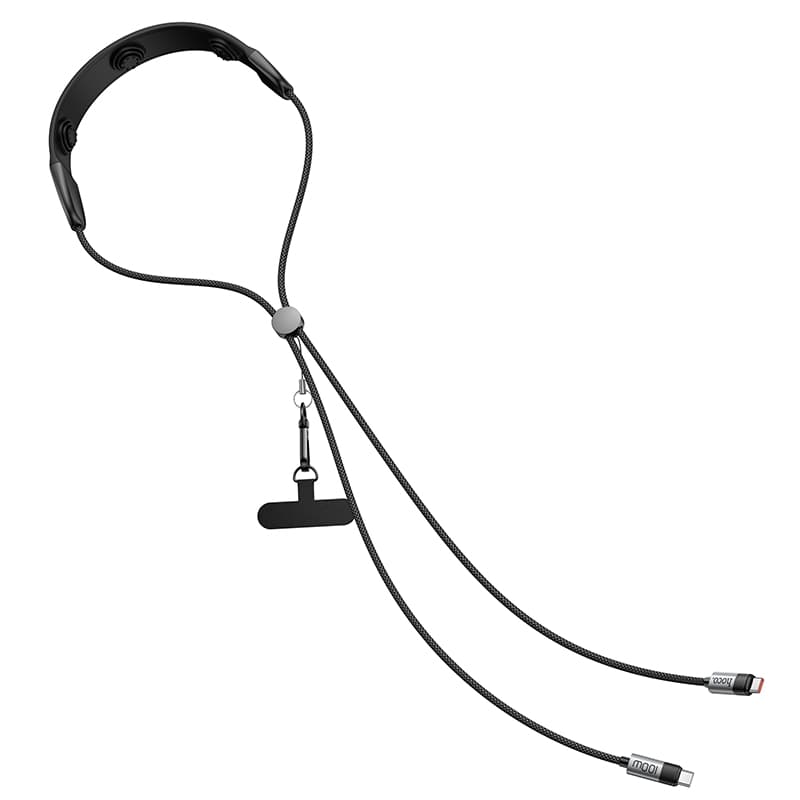 Кабель для зарядки Type-C to Type-C HOCO U145 100W 1.4м регулируемый шнурок на шею с функцией массажа черный
