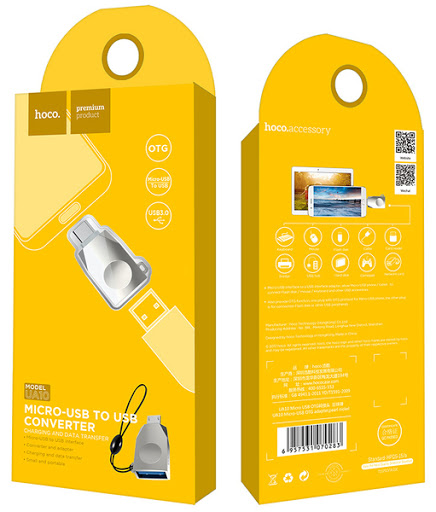 Адаптер переходник OTG с Micro USB на USB 3.0 HOCO UA10 жемчужный