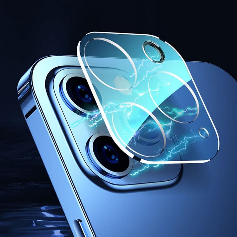 фото Защитное стекло на камеру для iphone 12 mini 5.4 Lanxiu прозрачное с черной окантовкой