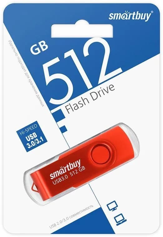 Изображение Флеш-накопитель Smartbuy Twist USB 3.0/3.1 красный 512Gb