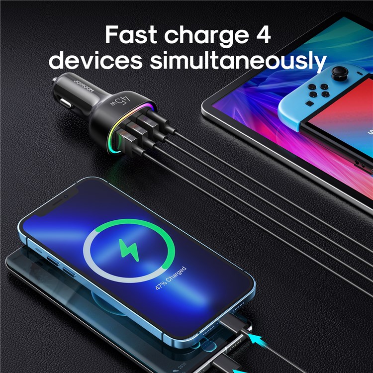 Изображение Автомобильное зарядное устройство Joyroom JR-CL09 PD 45W+QC3.0+2USB 3A / Type-C USB-C+3USB черное фото Автомобильное зарядное устройство Joyroom JR-CL09 PD 45W+QC3.0+2USB 3A / Type-C USB-C+3USB черное