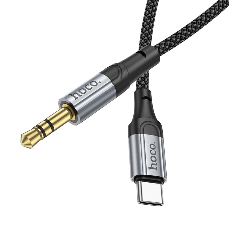Кабель Aux Jack 3.5 - Type-C USB-C HOCO UPA26 1м плетеный черный Кабель Aux Jack 3.5 - Type-C USB-C HOCO UPA26 1м плетеный черный