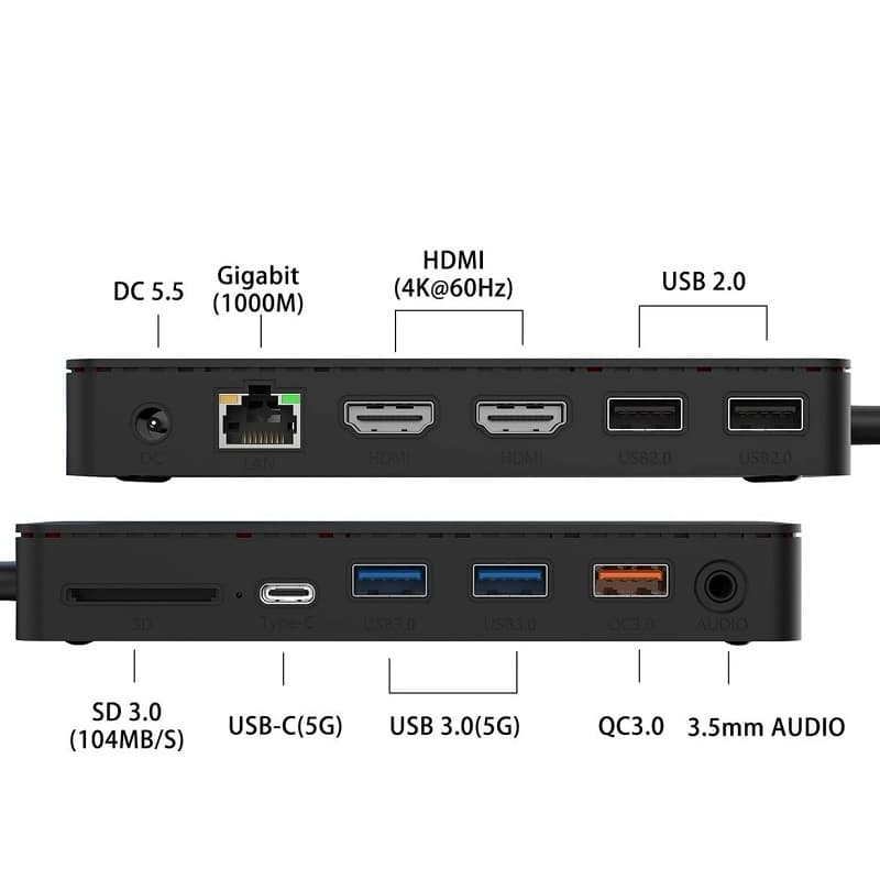 Разветвитель адаптер переходник концентратор для Microsoft Surface MST HUB Хаб Док-станция Onten OTN-SD13 12в1 Разветвитель адаптер переходник концентратор для Microsoft Surface MST HUB Хаб Док-станция Onten OTN-SD13 12в1