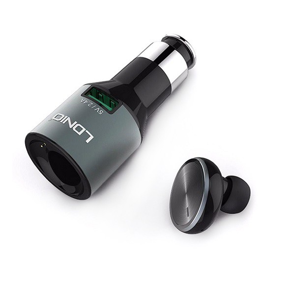 Изображение BT Блютуз-гарнитура LDNIO CM20 + USB зарядка Авто 1USB 2.4A черная фото BT Блютуз-гарнитура LDNIO CM20 + USB зарядка Авто 1USB 2.4A черная