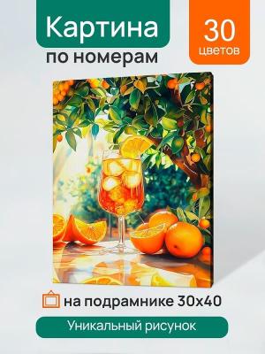 Набор для творчества картина по номерам Летний натюрморт с апельсинами 30х40 30 цветов подрамник деревянный Рыжий кот