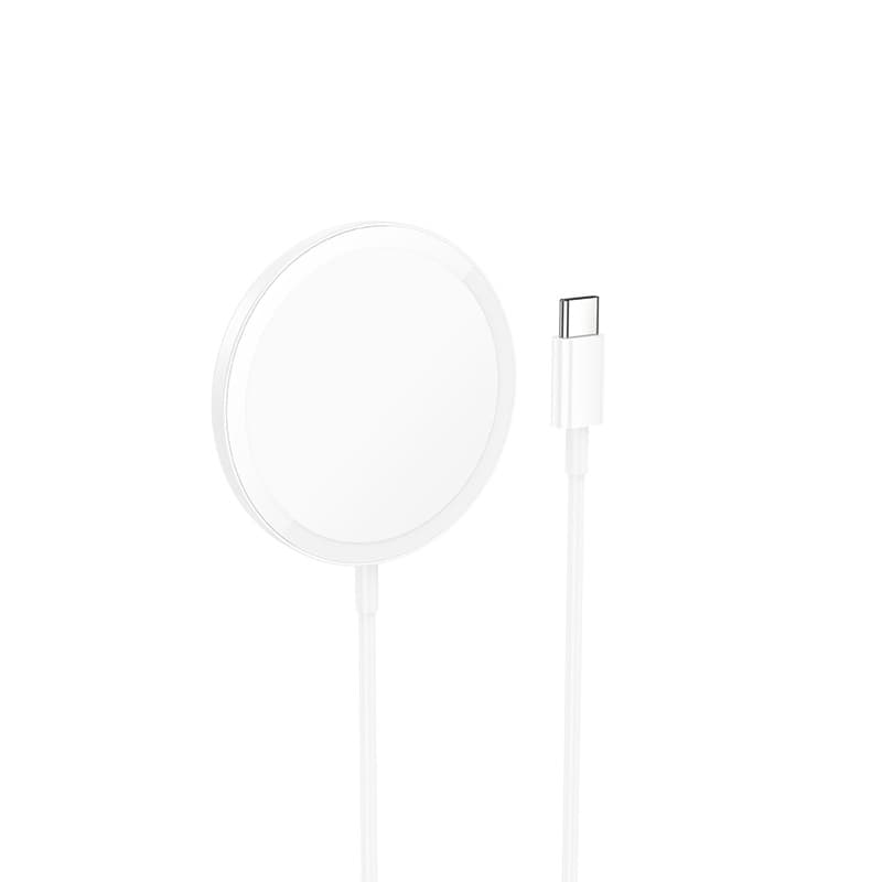 фото Беспроводное зарядное устройство магнитное MagSafe HOCO CW52 15W USB-C Type-C белое