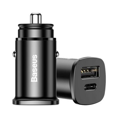 Автомобильное зарядное устройство Baseus Square Metal PD3.0 30W+QC3.0 QC4.0 SCP / Type-C USB-C+USB черное CCALL-AS01