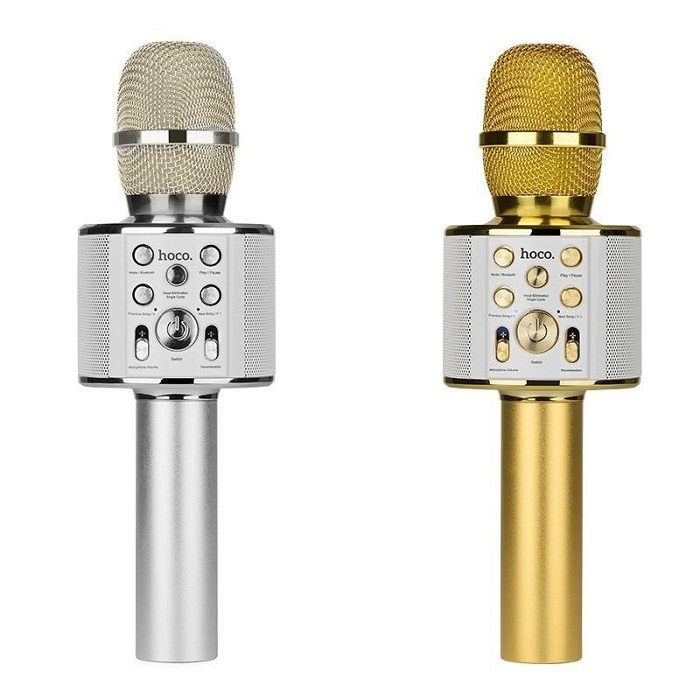 Микрофон-колонка для караоке HOCO BK3 Cool sound KTV серебро Микрофон-колонка для караоке HOCO BK3 Cool sound KTV серебро