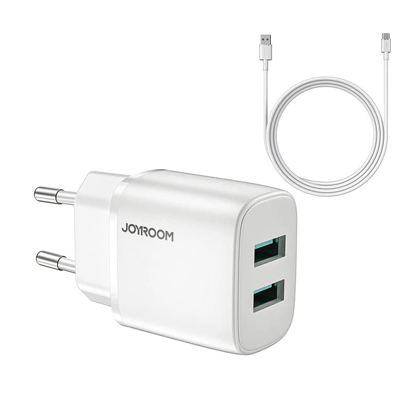 фото Сетевое зарядное устройство + кабель Type-C Joyroom L-2A123 2USB 2.4A белый 
