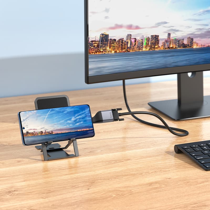 Адаптер переходник конвертер с Type-C USB на VGA HOCO UA34 2K серый металл Адаптер переходник конвертер с Type-C USB на VGA HOCO UA34 2K серый металл