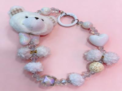 Подвеска брелок обвес Медведь и бусины SC202553