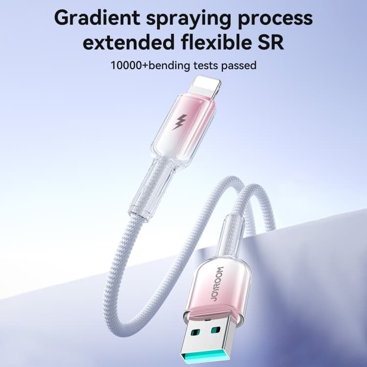 Кабель для зарядки iphone Lightning Joyroom S-A42 1.2м 3A в оплетке градиент бело-розовый Кабель для зарядки iphone Lightning Joyroom S-A42 1.2м 3A в оплетке градиент бело-розовый