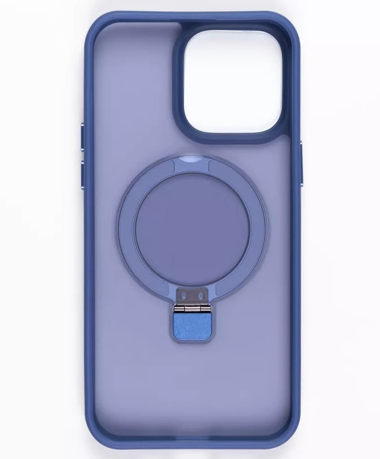 фото Чехол накладка для Samsung S25 Ultra B силикон+пластик с магнитом и кольцом держателем прозрачно-матовая чернично-серая