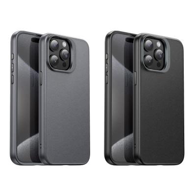 Чехол накладка для iphone 15 Pro Max (6.7) HOCO AS8 силикон+пластик под кожу с магнитом черная